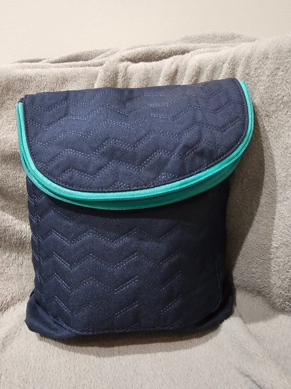 Thirty-One Vary You Backpack Purse Blue Quilted Dots NWT